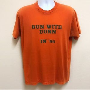 VTG T-Shirt Run With Dunn 1989 Vote Orange Tee